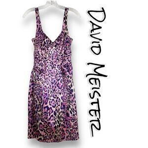 David Meister Pencil Dress Pastel Animal Print Womens Size 4 Party Evening